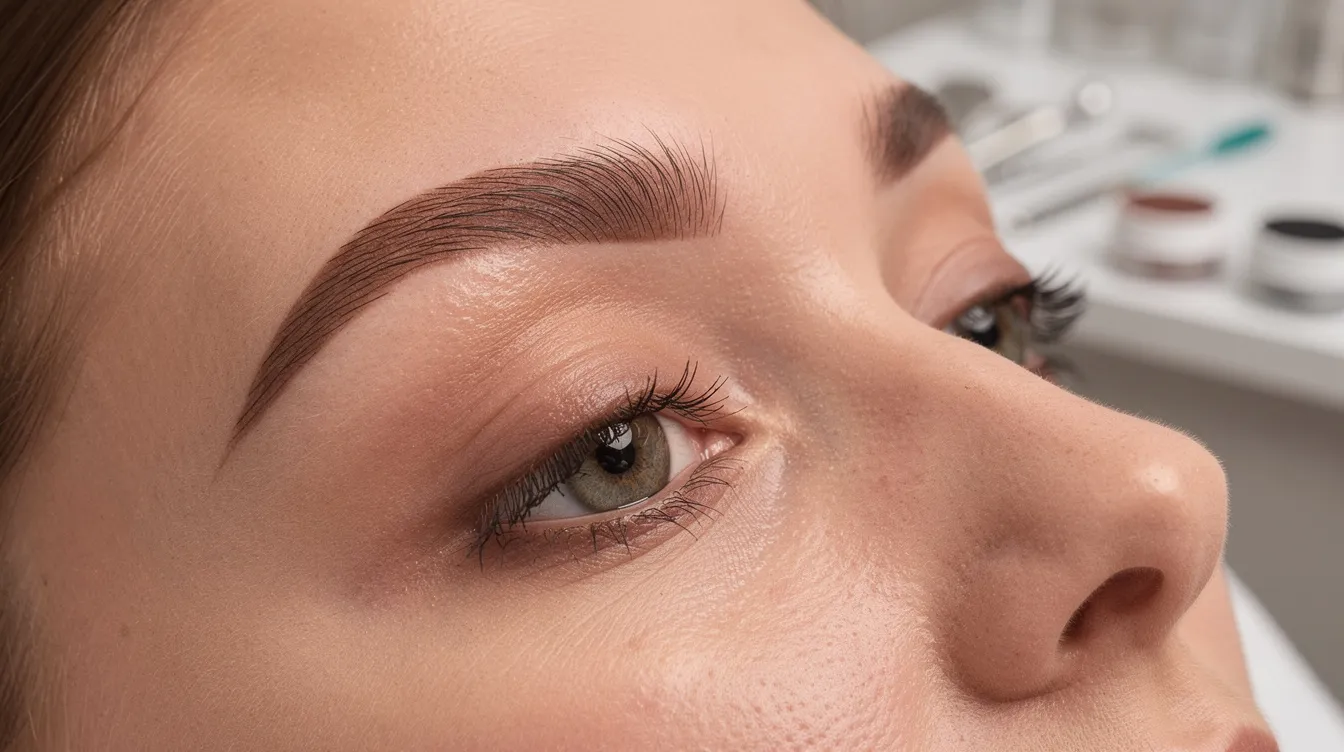 Séance de maquillage permanent des sourcils — microblading en cours